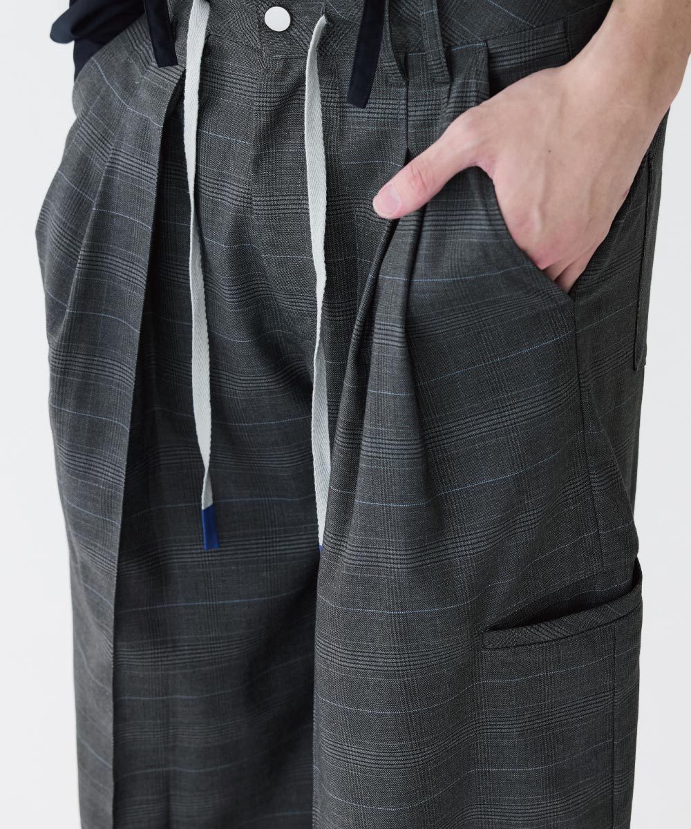 雙褶格紋長褲 Baggy Tartan Trousers X