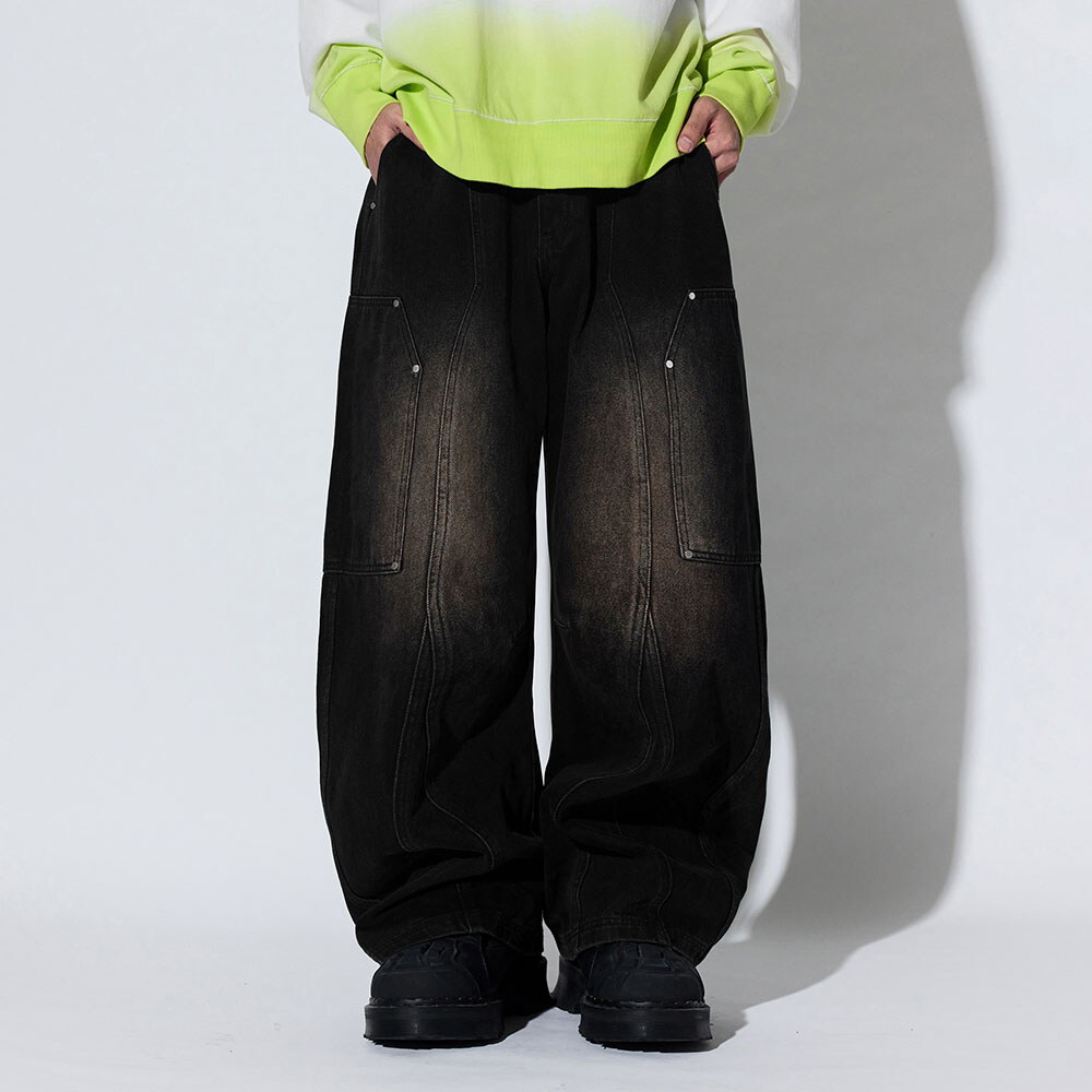 刷色寬版牛仔褲 Canvas Wide Leg Jeans