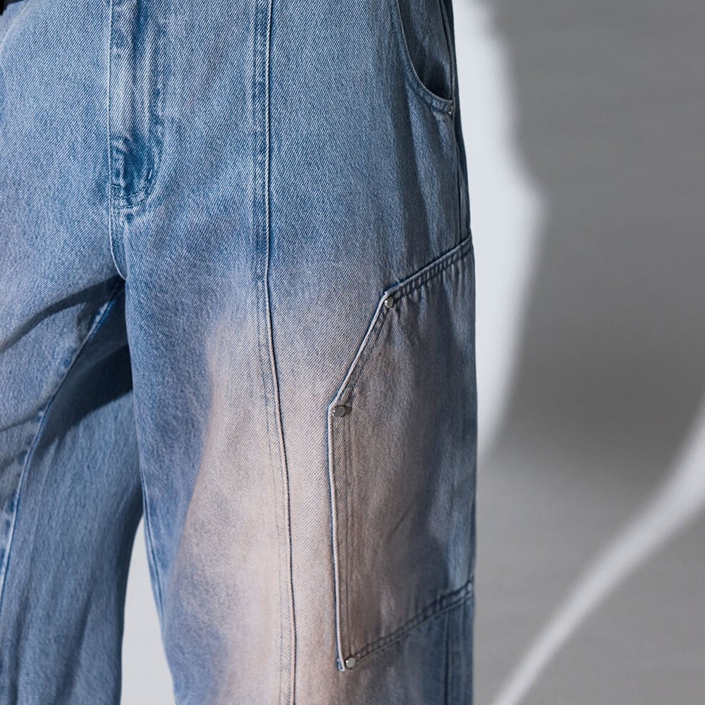 刷色寬版牛仔褲 Canvas Wide Leg Jeans