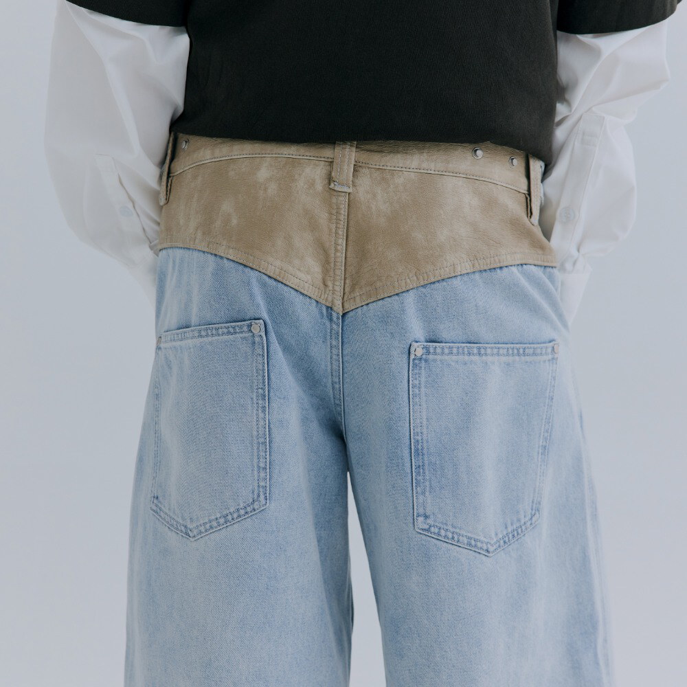 拼接牛仔短褲 After Hours Panel Jeans
