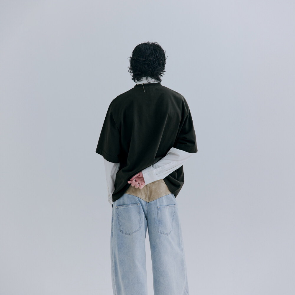 拼接牛仔短褲 After Hours Panel Jeans