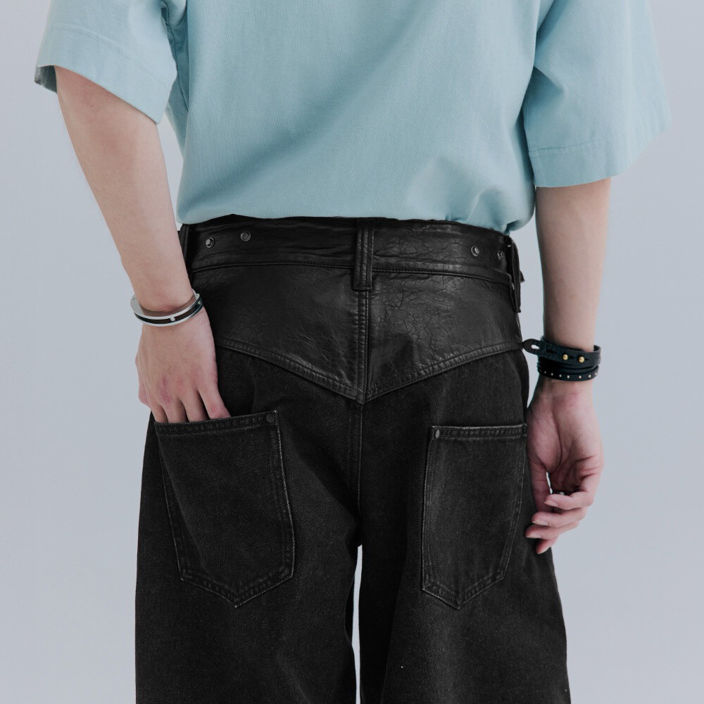 拼接牛仔短褲 After Hours Panel Jeans