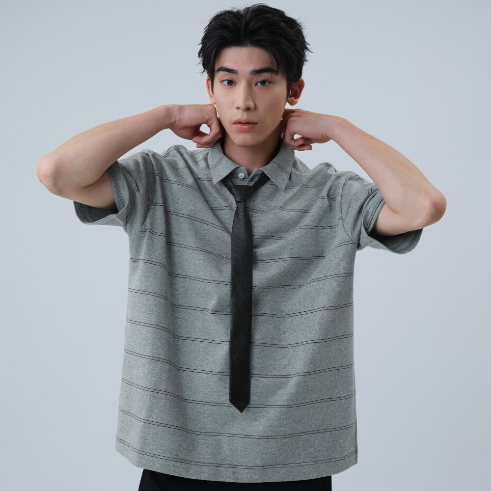 合成皮鈕扣領帶 Faux-Leather Button Tie