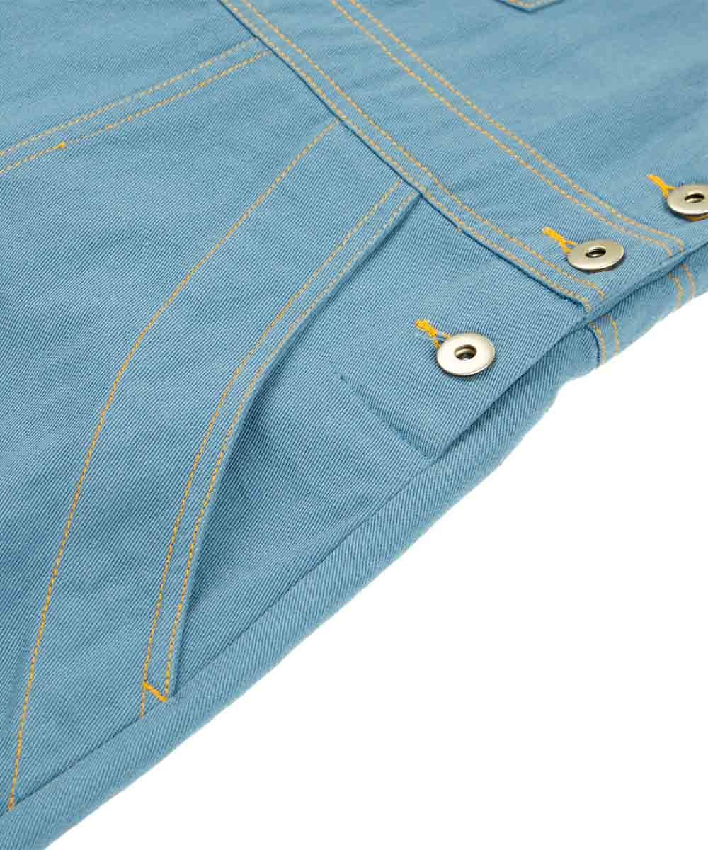 女斜紋口袋吊帶裙