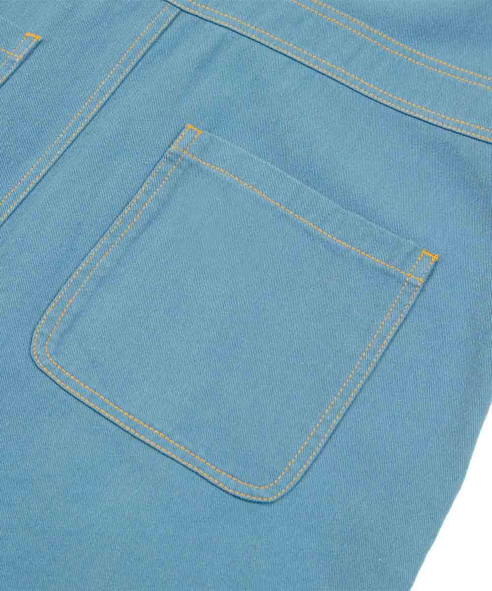 女斜紋口袋吊帶裙