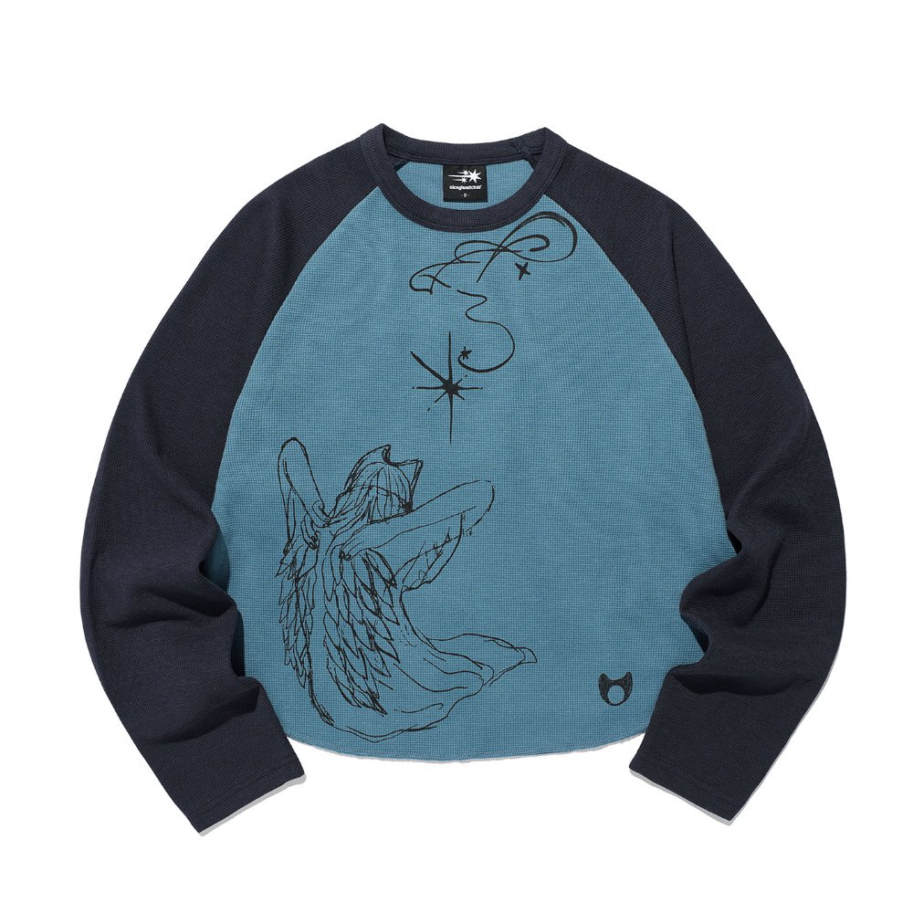 華夫格長TEE CAT ANGEL WAFFLE RAGLAN LS TEE