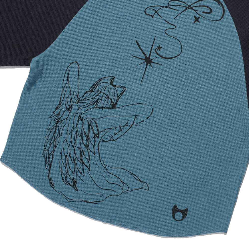 華夫格長TEE CAT ANGEL WAFFLE RAGLAN LS TEE