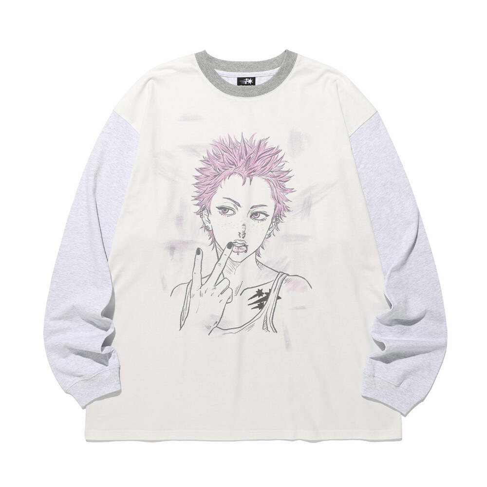 寬版撞色長TEE PINK BOY BIGBIG LS TEE