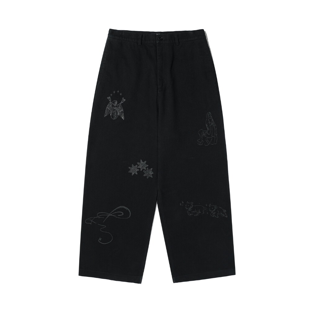 手繪圖騰水洗寬褲 DOODLE COTTON WASHED PANTS