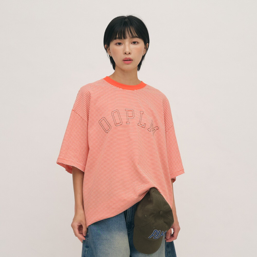 日常細條紋短TEE