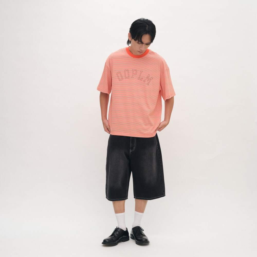 日常細條紋短TEE