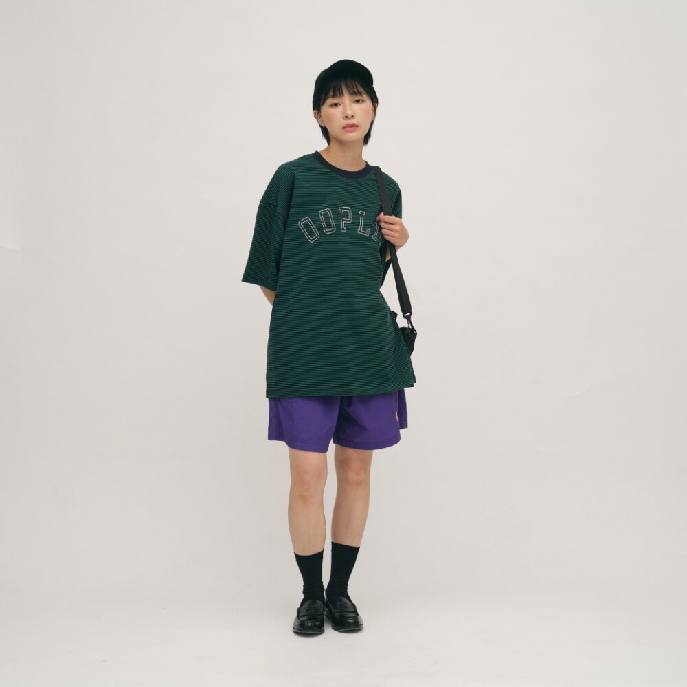 日常細條紋短TEE