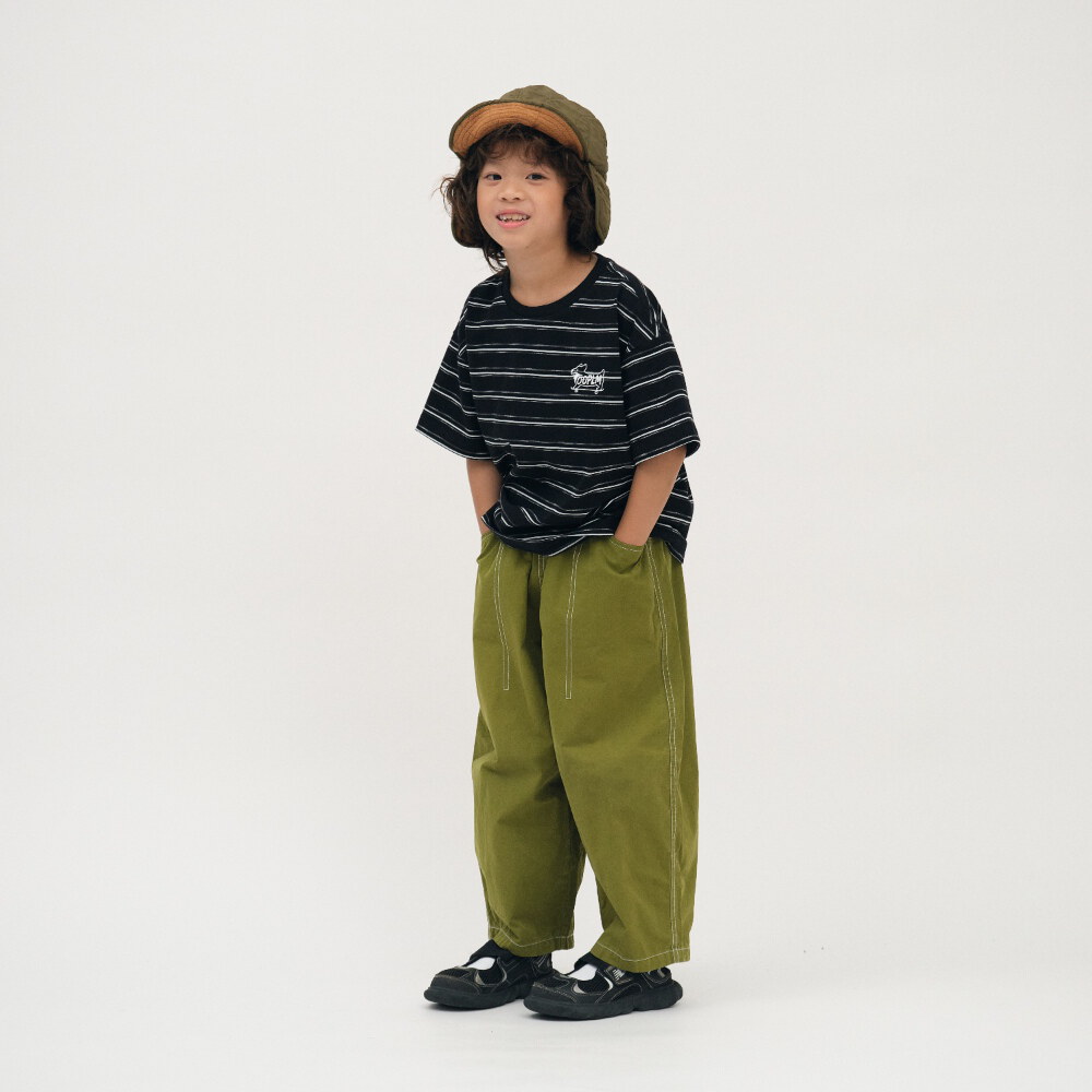 柯基狗狗滑板條紋小童TEE