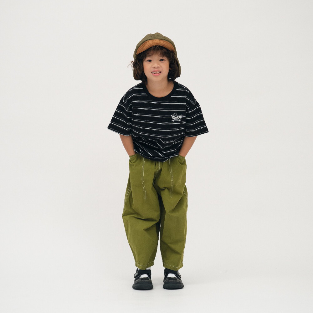 柯基狗狗滑板條紋小童TEE