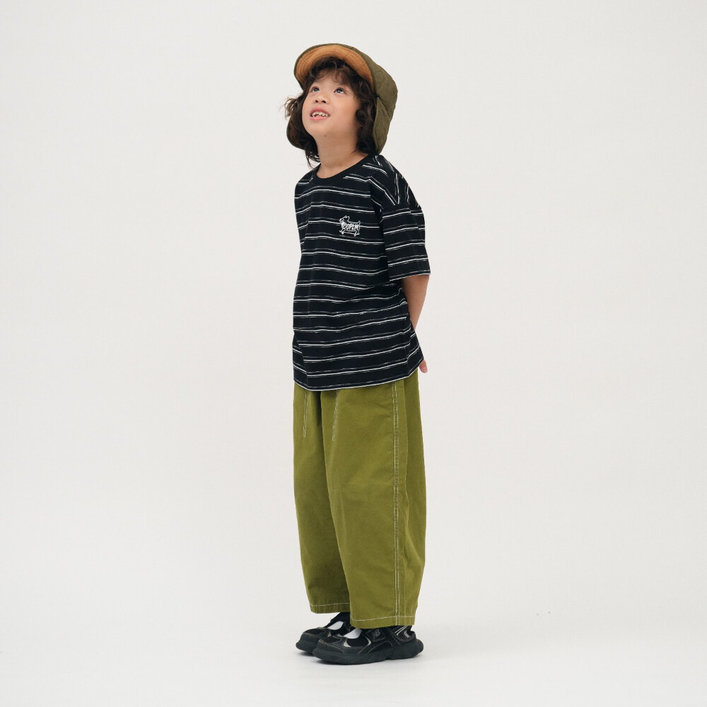 柯基狗狗滑板條紋小童TEE