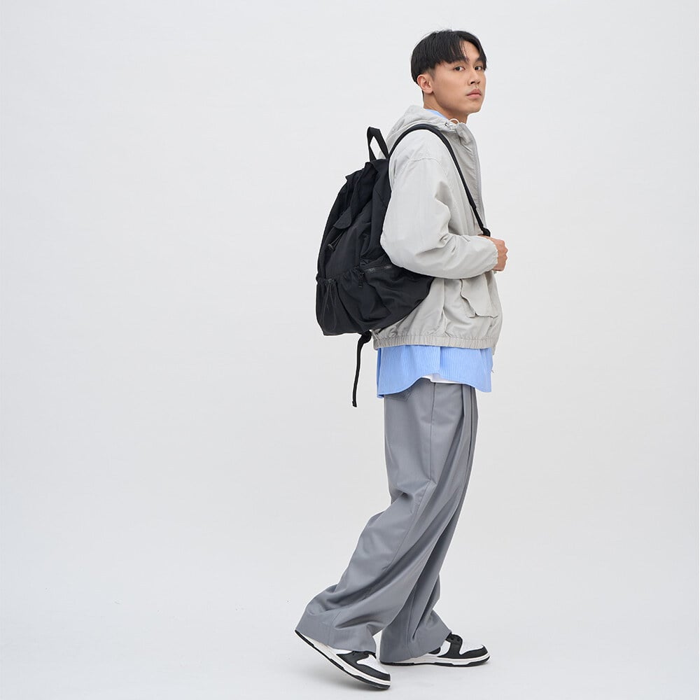 尼龍皺褶抽繩後背包