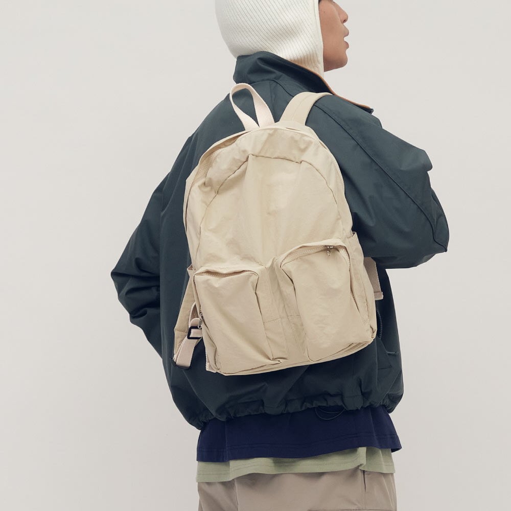 尼龍立體口袋雙肩包