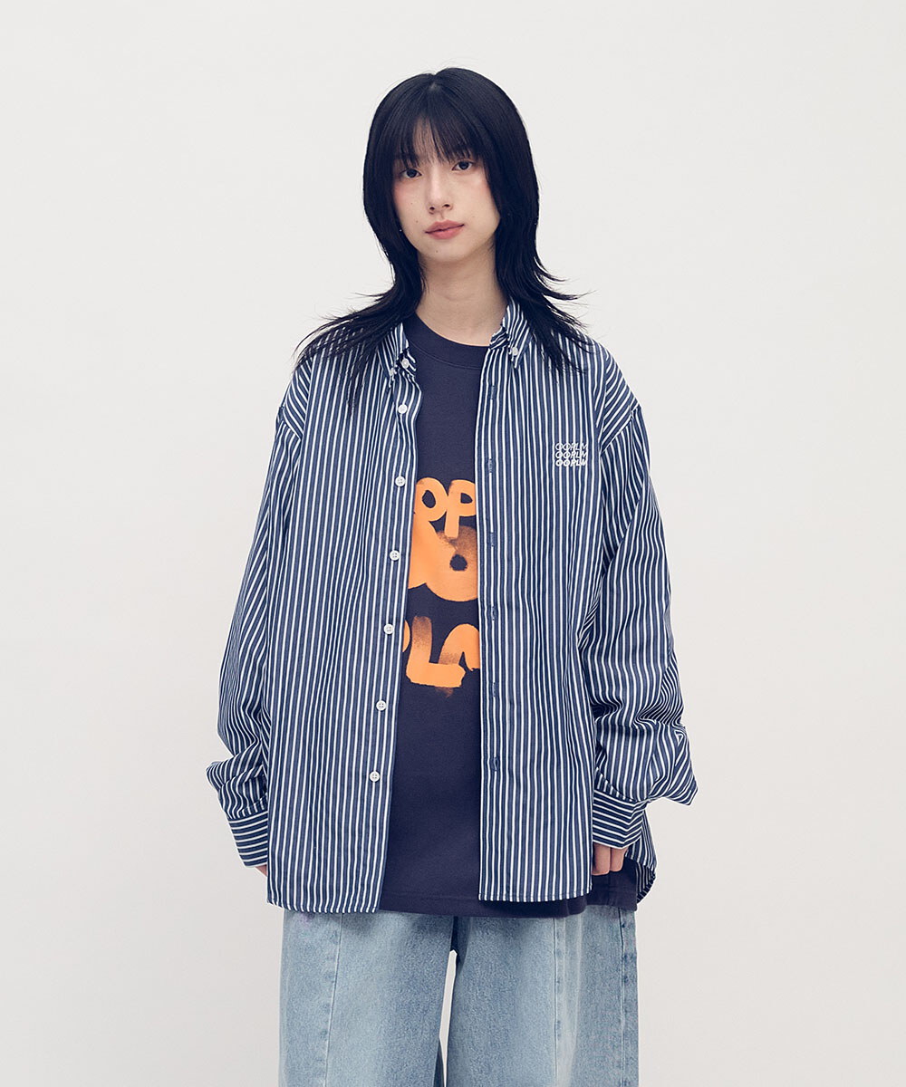 日常條紋長袖襯衫