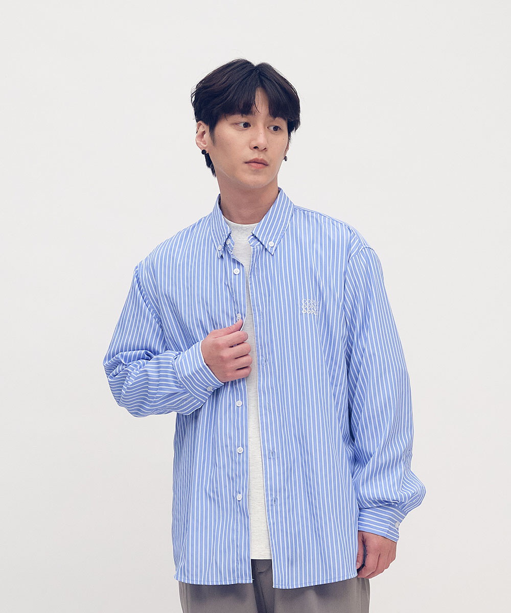 日常條紋長袖襯衫