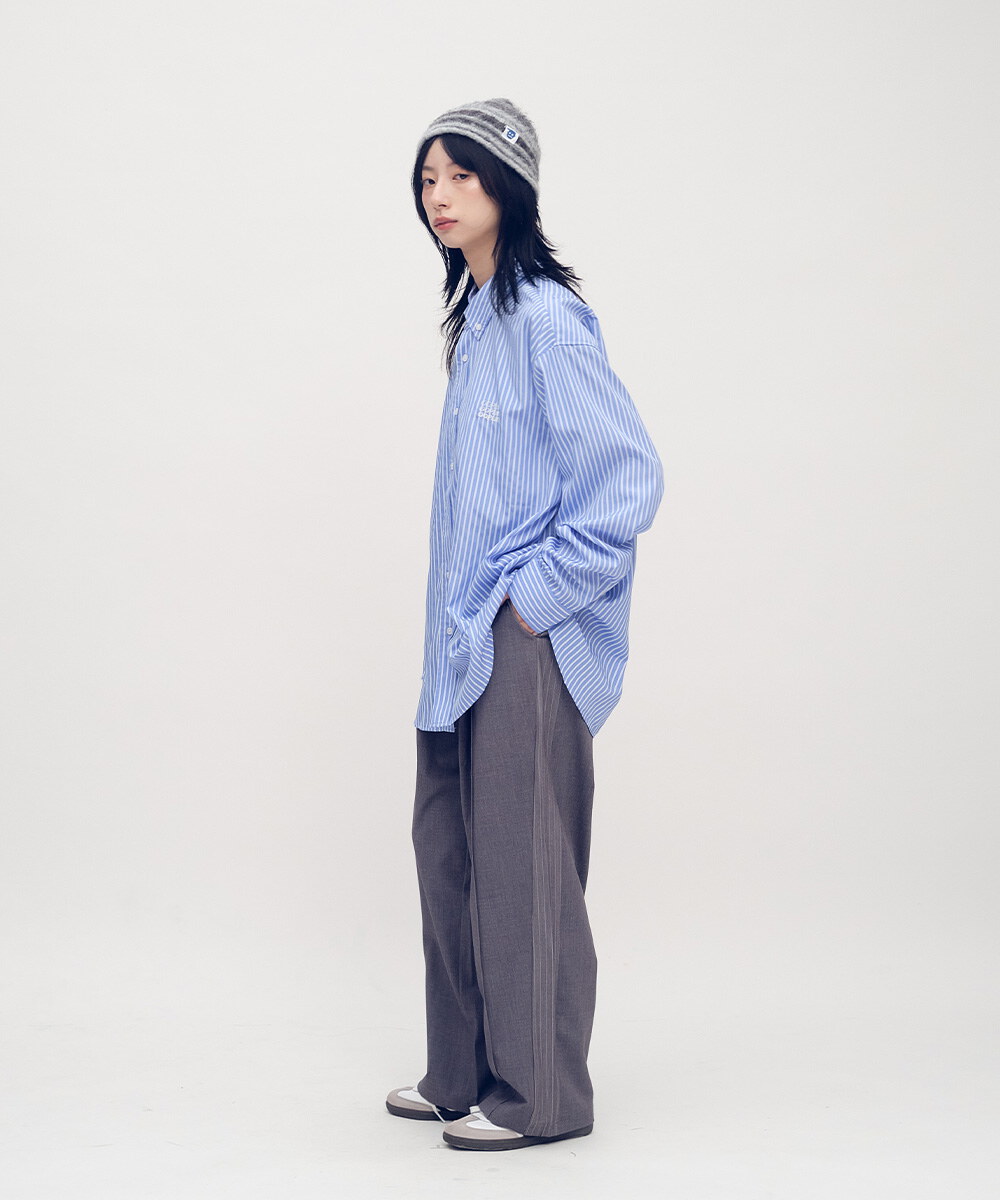 日常條紋長袖襯衫