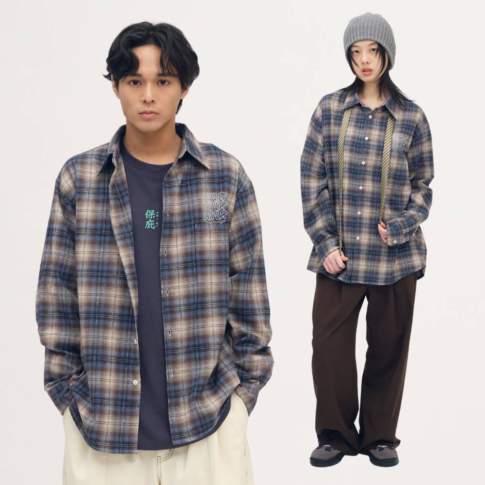 臘腸狗狗滑板格紋襯衫