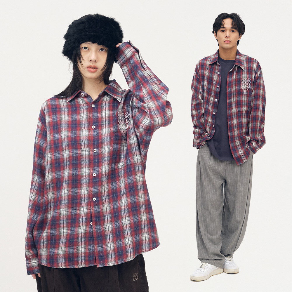 臘腸狗狗滑板格紋襯衫