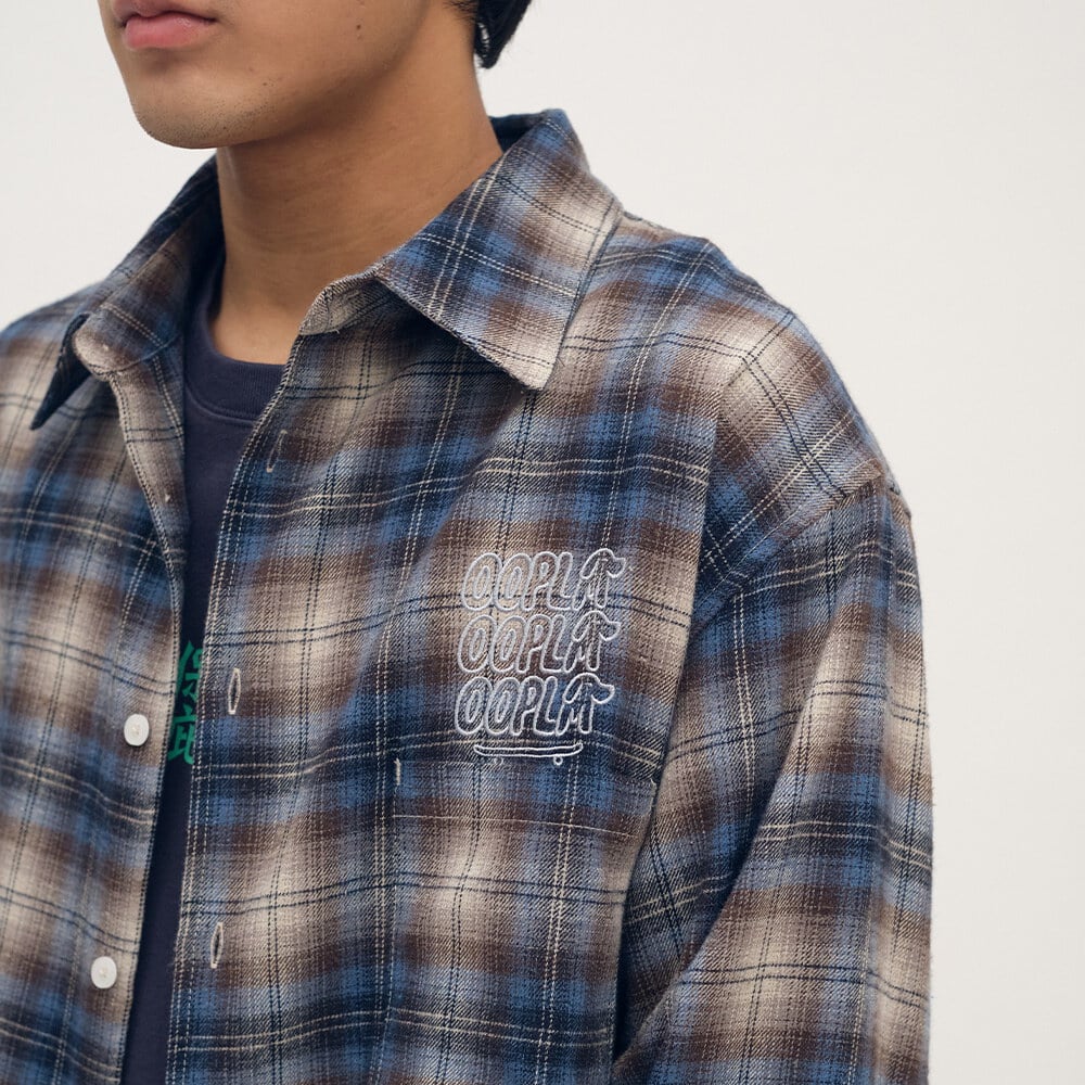 臘腸狗狗滑板格紋襯衫