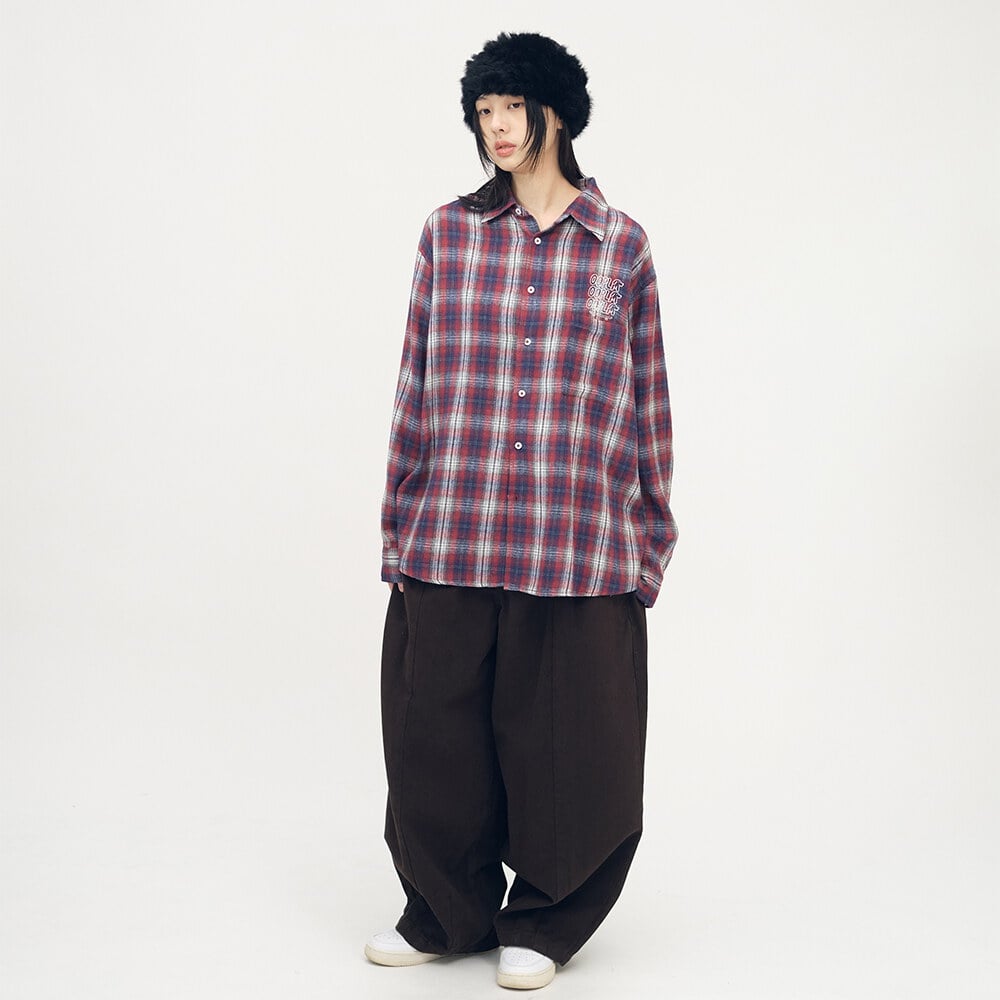 臘腸狗狗滑板格紋襯衫