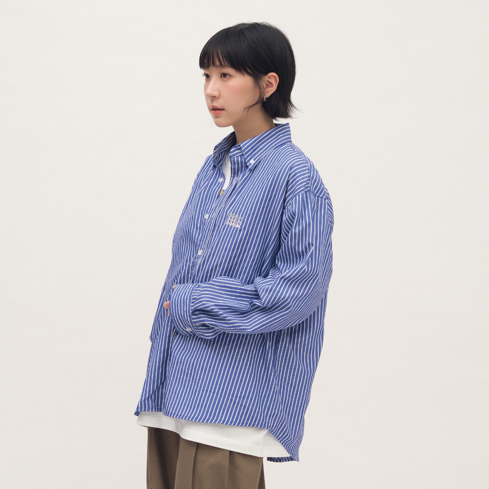 日常條紋長袖襯衫