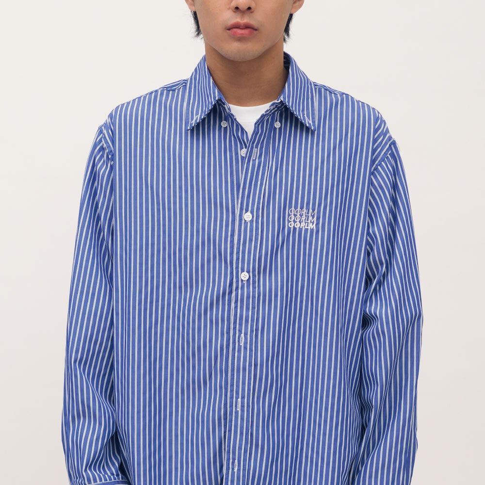 日常條紋長袖襯衫