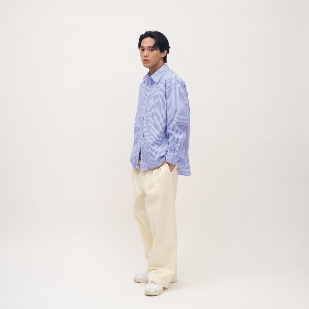 日常條紋長袖襯衫