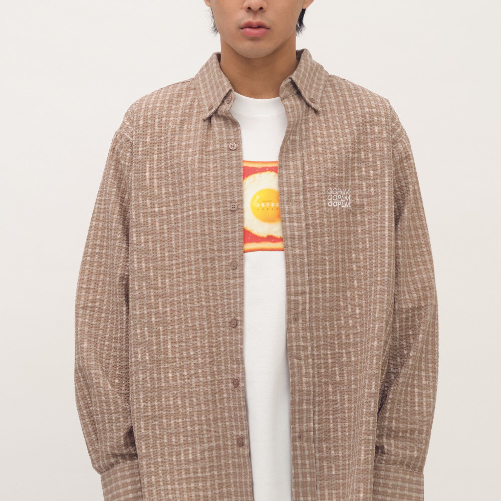 日常格紋長袖襯衫