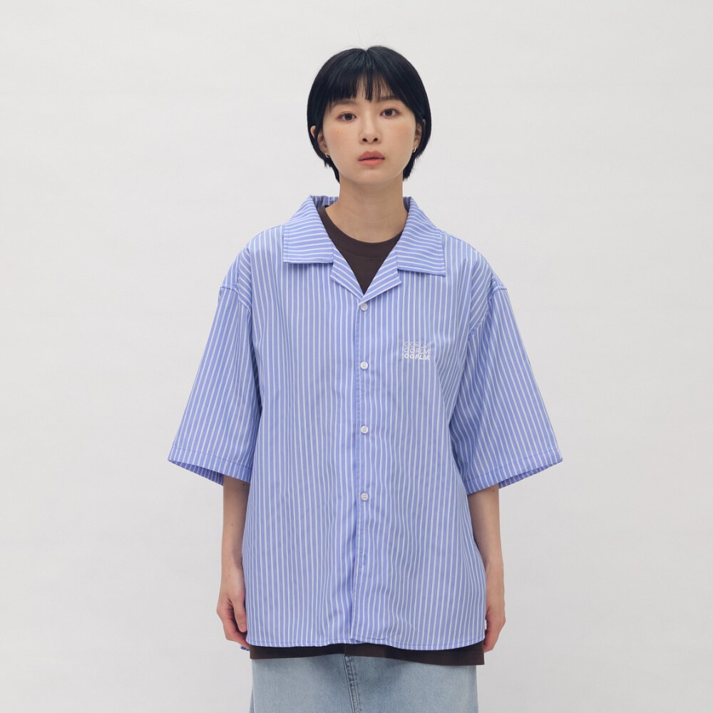 日常條紋短袖襯衫