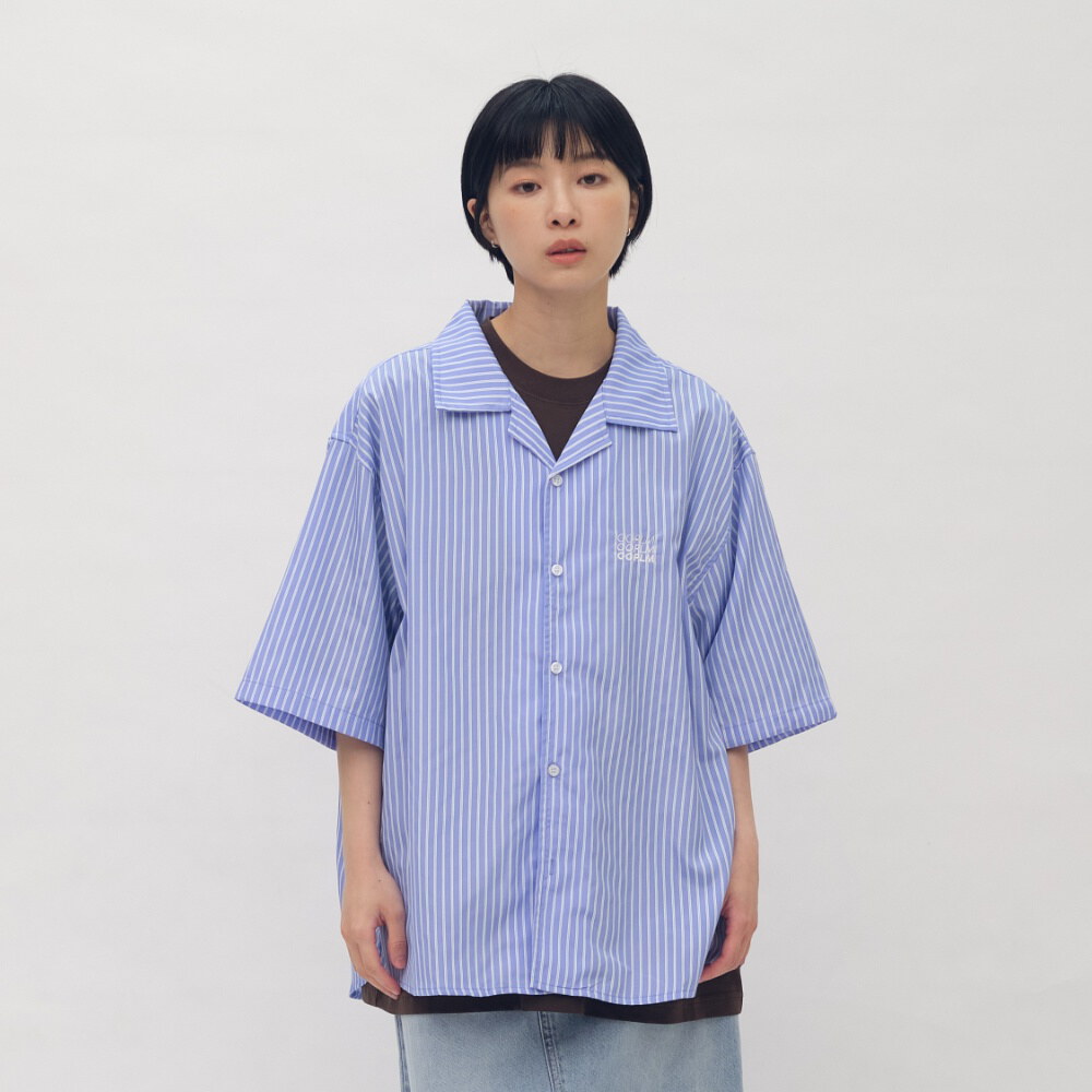 日常條紋短袖襯衫