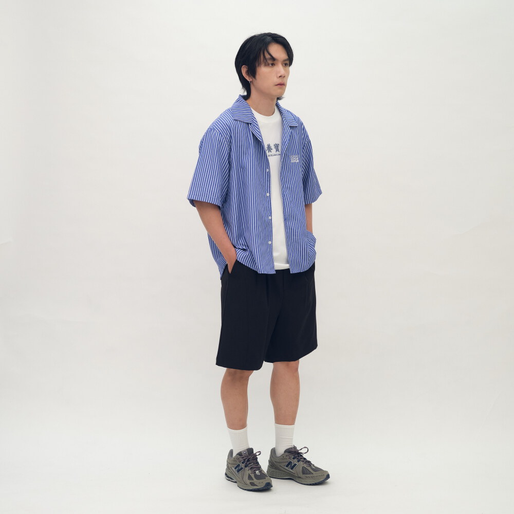 日常條紋短袖襯衫