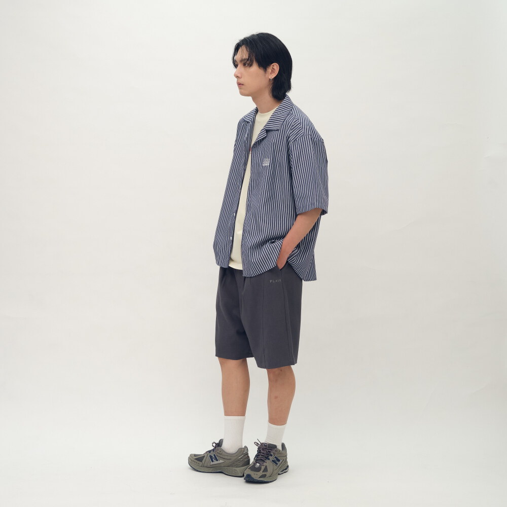 日常條紋短袖襯衫