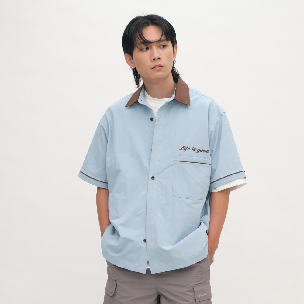 撞色圖像工作襯衫