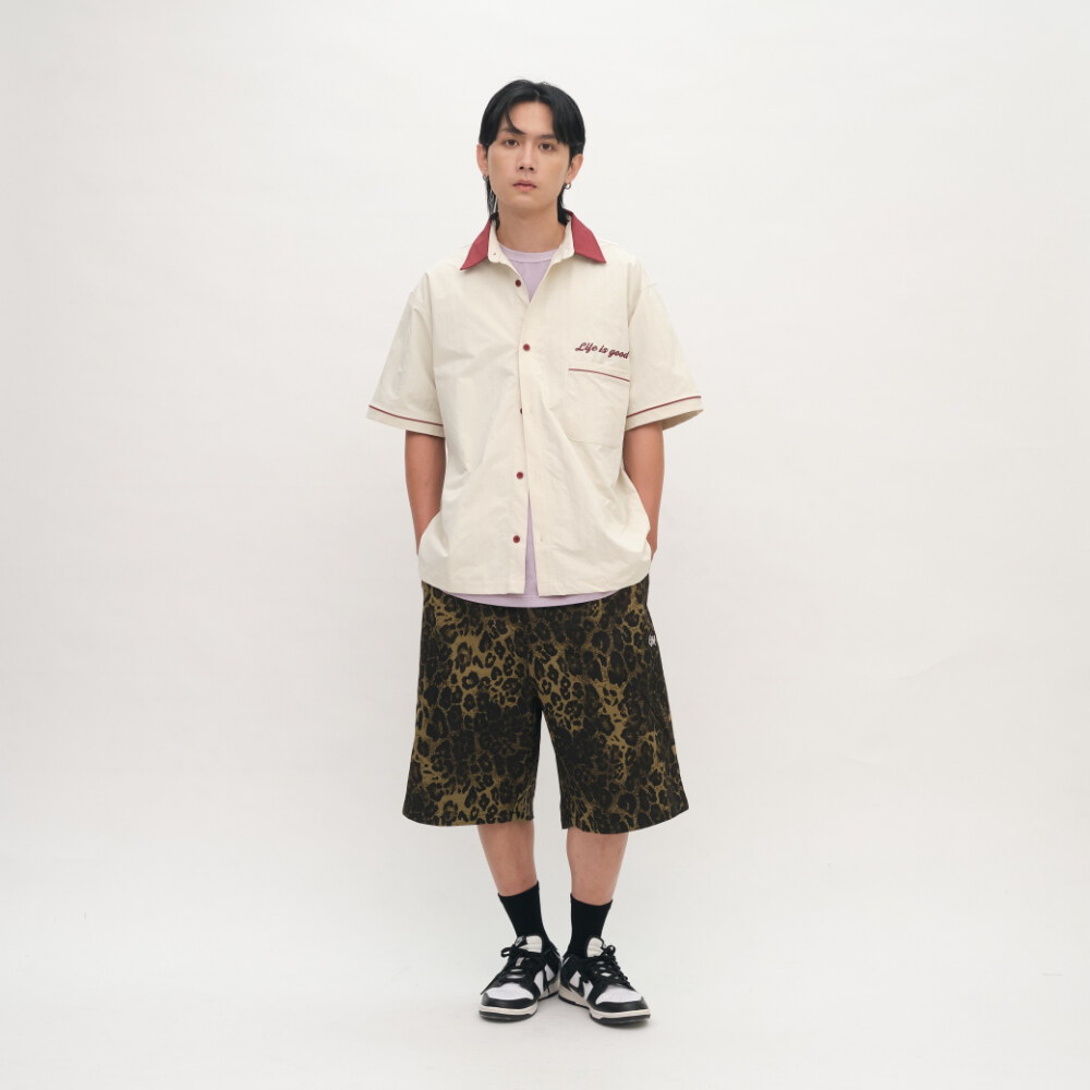 撞色圖像工作襯衫
