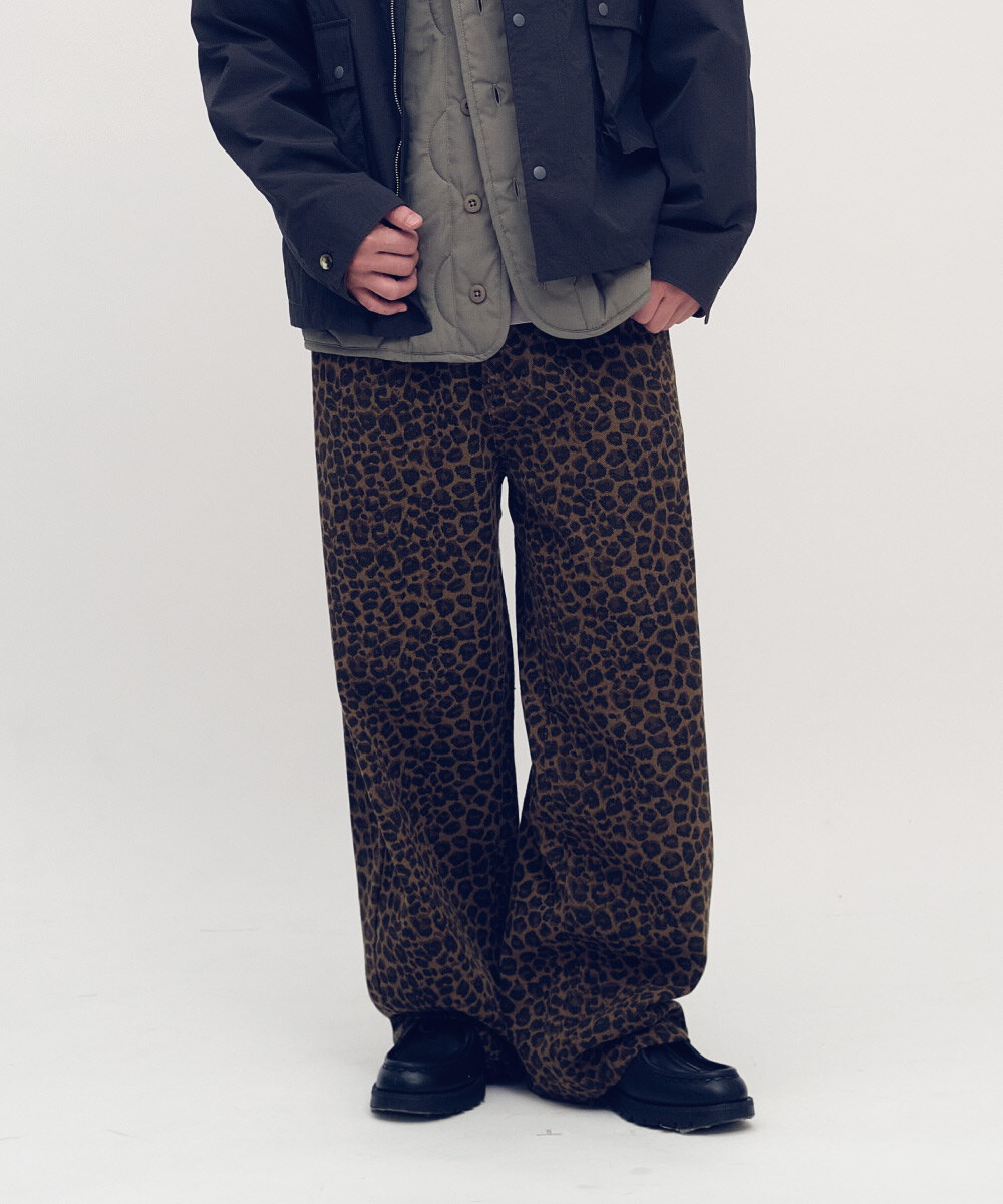 棉質豹紋闊腿褲