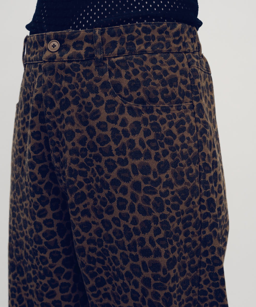 棉質豹紋闊腿褲