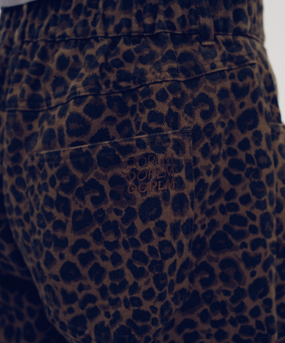 棉質豹紋闊腿褲