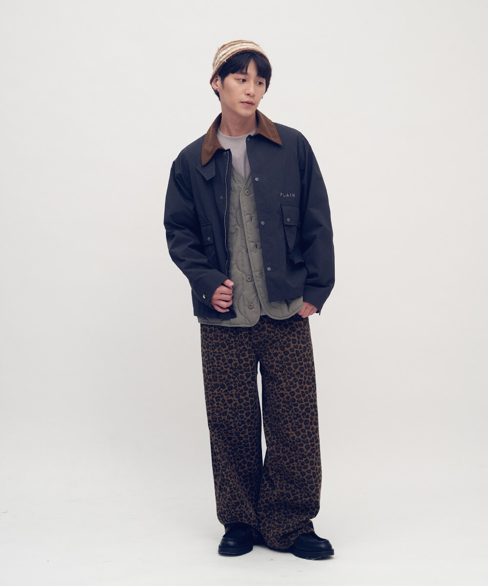 棉質豹紋闊腿褲