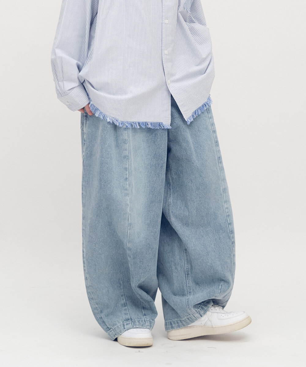 日常刷色牛仔燈籠褲