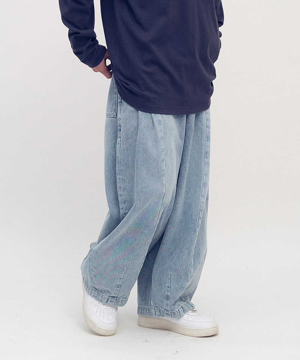 日常刷色牛仔燈籠褲