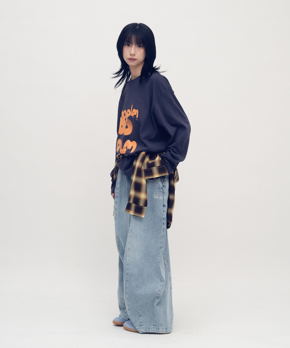 日常刷色牛仔燈籠褲