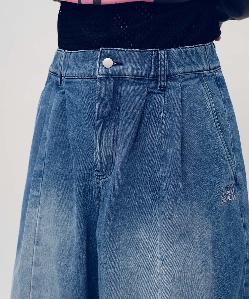 日常刷色牛仔燈籠褲