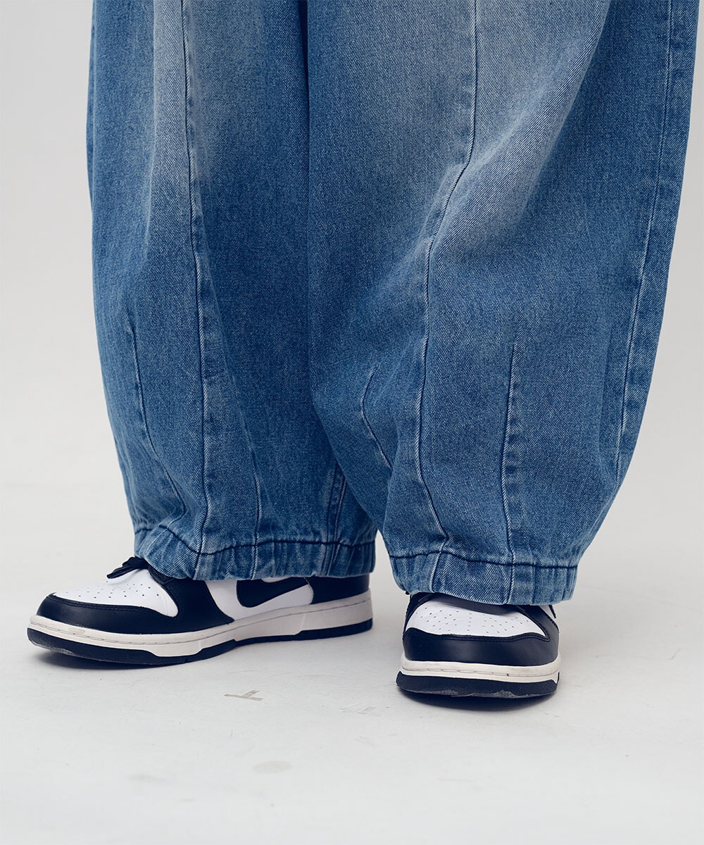 日常刷色牛仔燈籠褲