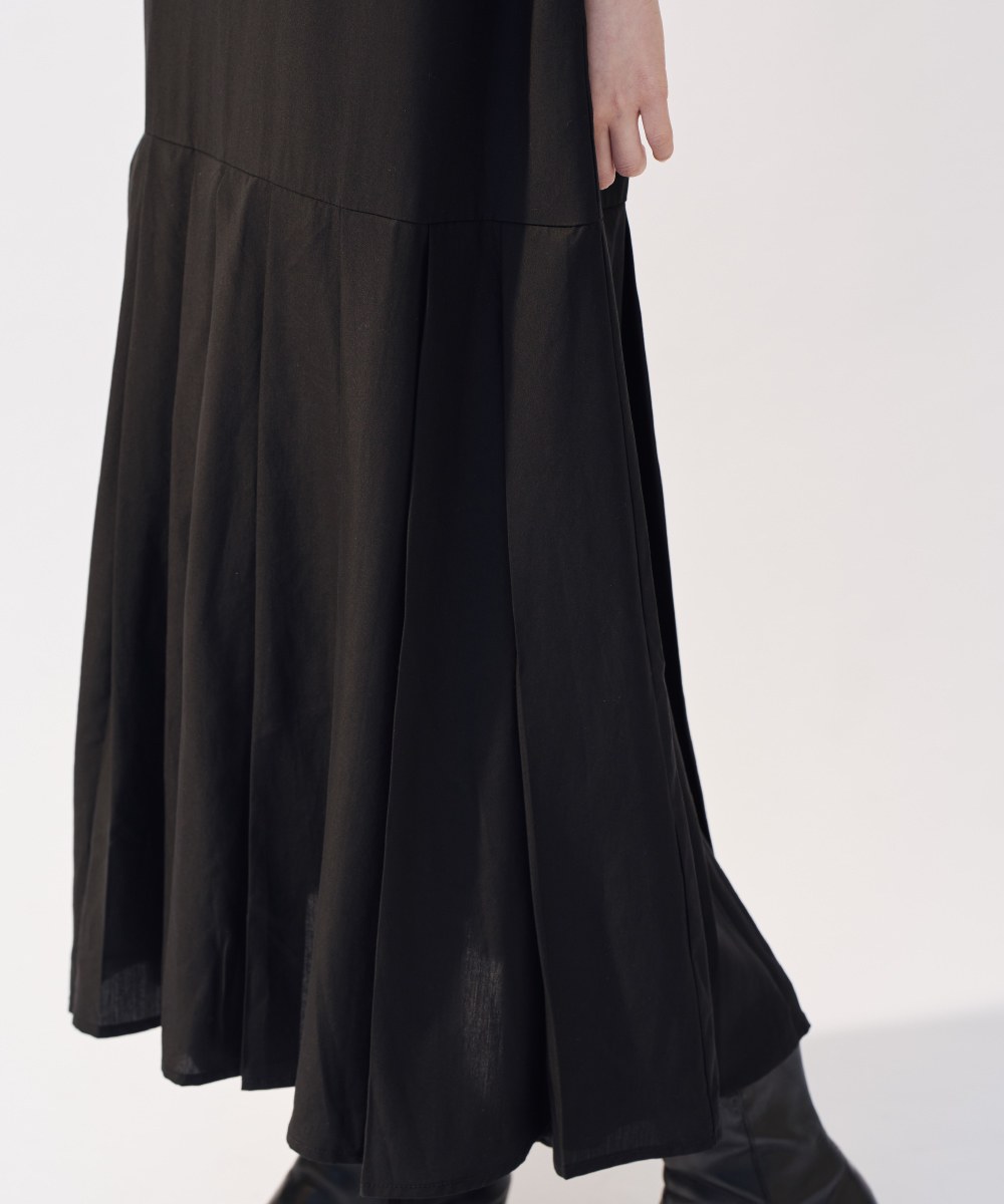 法式袖百褶洋裝