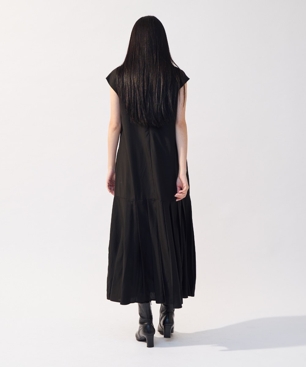 法式袖百褶洋裝