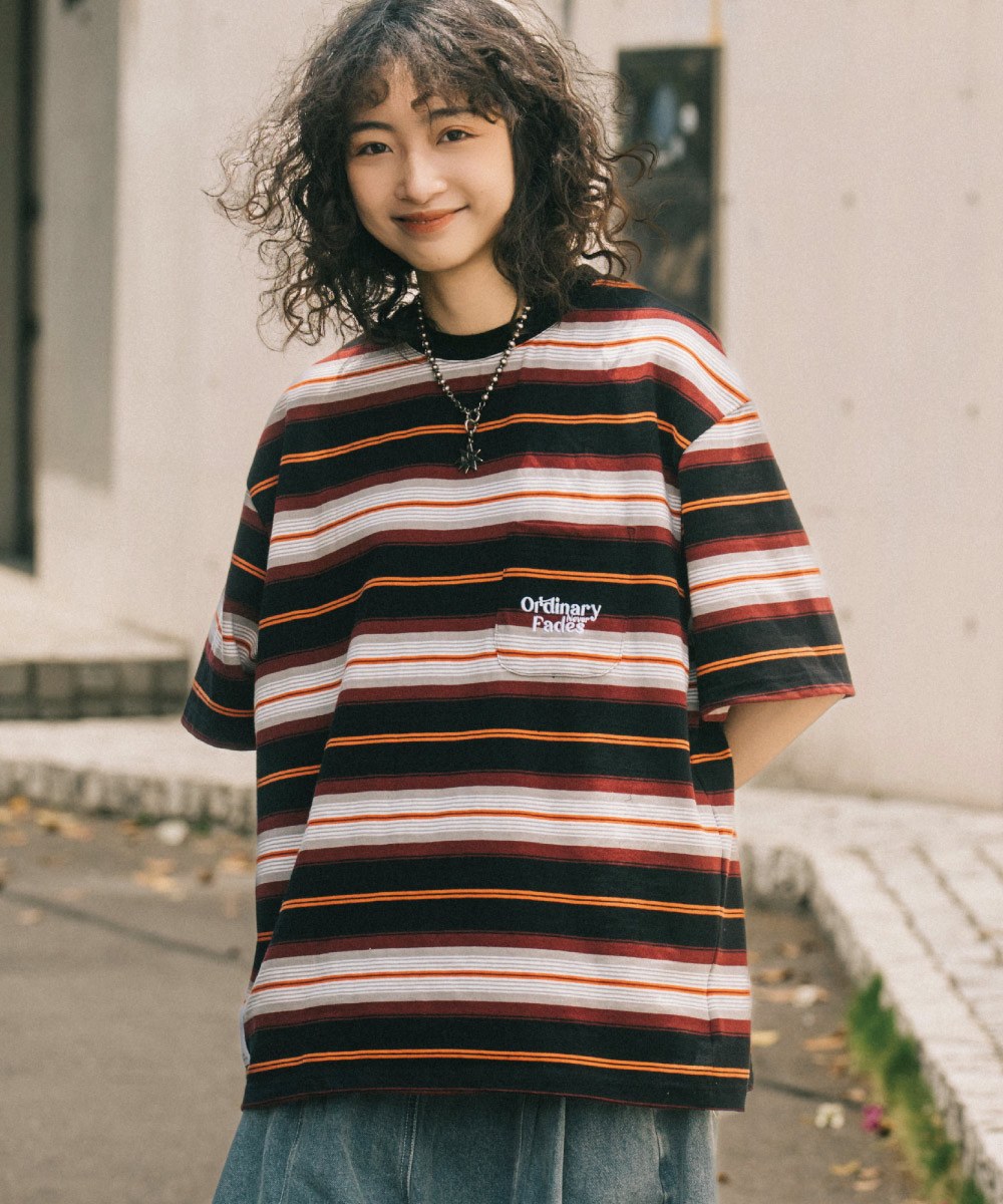 漸層彩虹口袋橫條TEE
